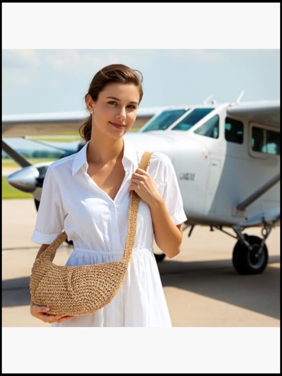 Straw Woven Crossbody Bag Boho Chic Summer Beach Purse Handmade Hobo - Picture 3 of 7